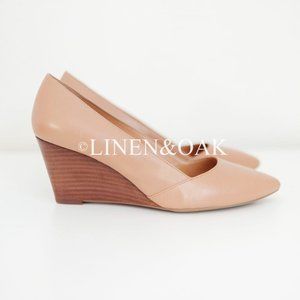 Franco Sarto | Nude Leather Wood Wedge Heels 8.5